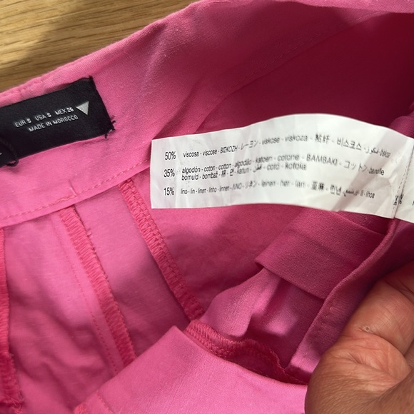 Zara linen blend pleated pink pants 6416 401 NWT - Picture 5 of 5